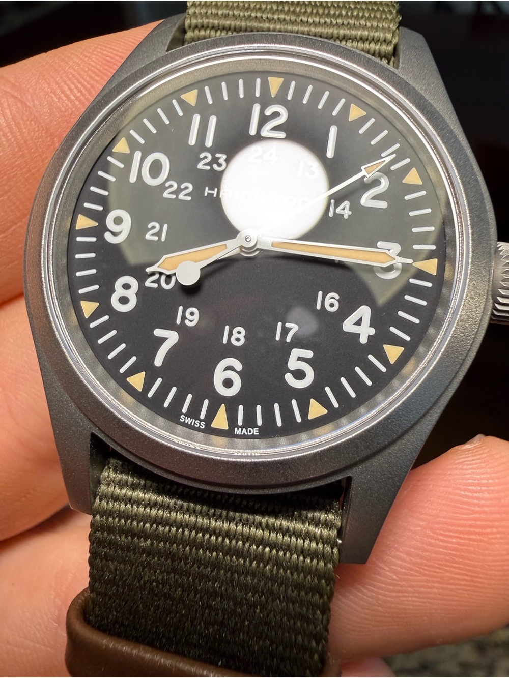 Hamilton Khaki Field Mechanical 38MM Watch Matte Stainless with NATO Strap - Picture 3 of 5